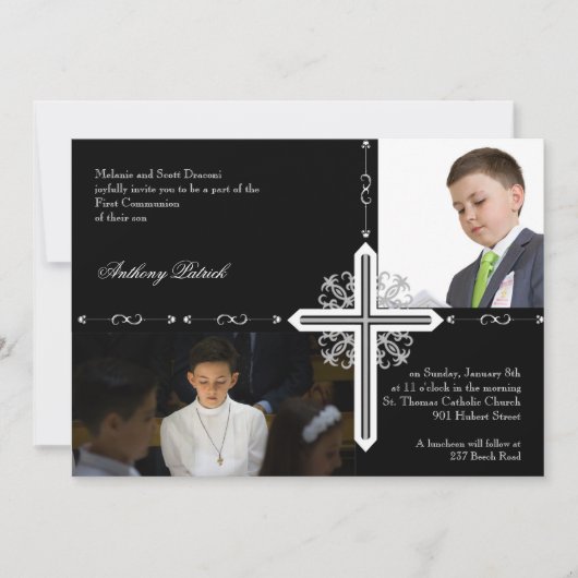 Silver Cross op Black Photo Commune Kaart (Voorkant)