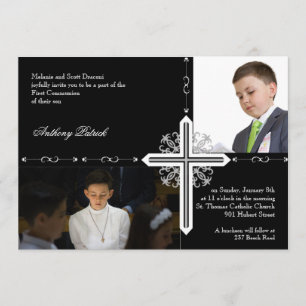 Silver Cross op Black Photo Commune Kaart