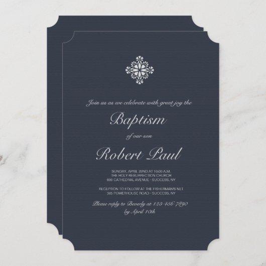 Silver Cross Religious Uitnodiging (Voorkant / Achterkant)