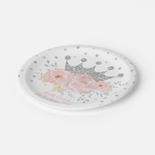 Silver Crown Blush Pink Royal Princess Papieren Bordje (Gekanteld)