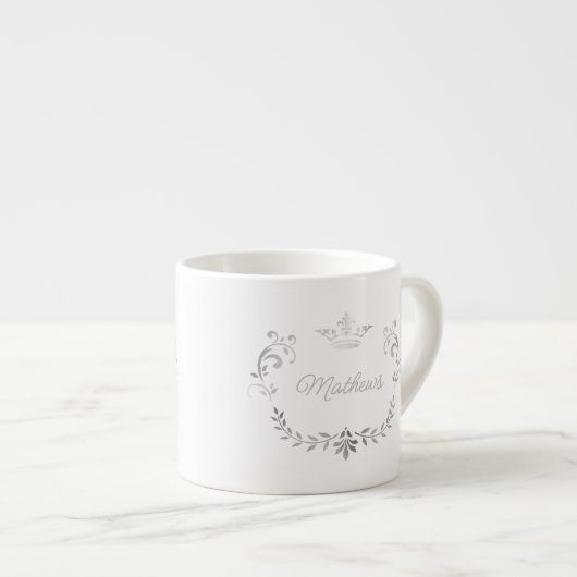 Silver Crown Crest Personalized Espresso Kop (Voorkant rechts)