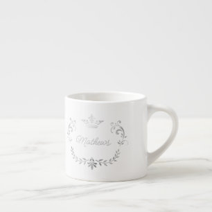 Silver Crown Crest Personalized Espresso Kop