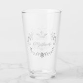 Silver Crown Crest Personalized Glass Glas (Achterkant)