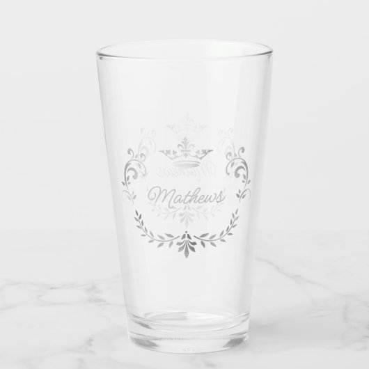 Silver Crown Crest Personalized Glass Glas (Achterkant)