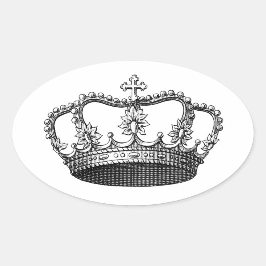 Silver Crown Gift Item dat je zelf aanpast Ovale Sticker (Voorkant)