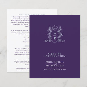 Silver crown monogram bruiloft gastinformatie