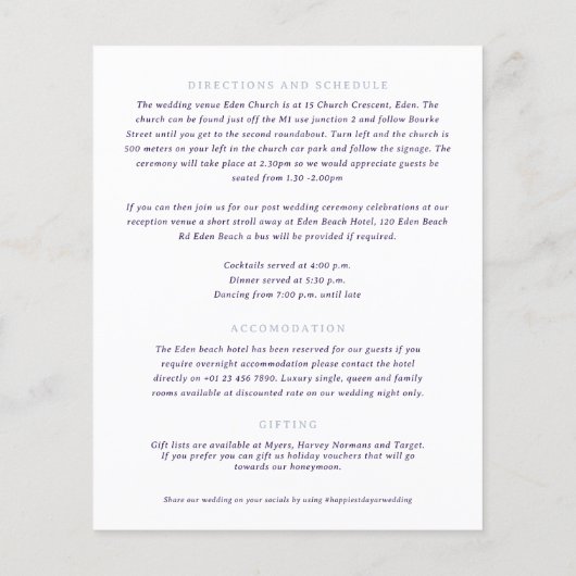 Silver crown monogram bruiloft gastinformatie (Achterkant)