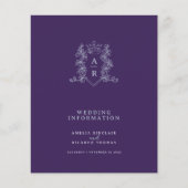 Silver crown monogram bruiloft gastinformatie (Voorkant)