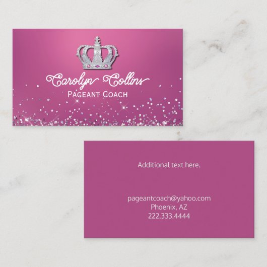 Silver Crown Pageant Coach Visitekaartje (Voorkant / Achterkant)