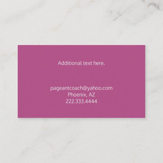 Silver Crown Pageant Coach Visitekaartje (Achterkant)