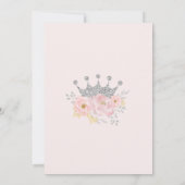 Silver Crown Princess Blush Floral Baby shower Inv Kaart (Achterkant)