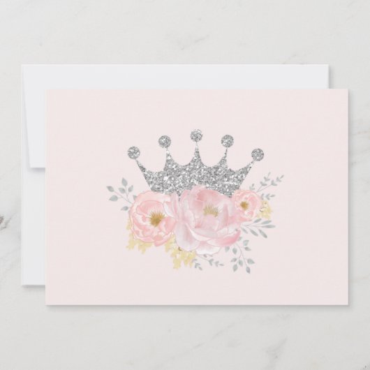 Silver Crown Princess Blush Floral Birthday Foto Kaart (Achterkant)