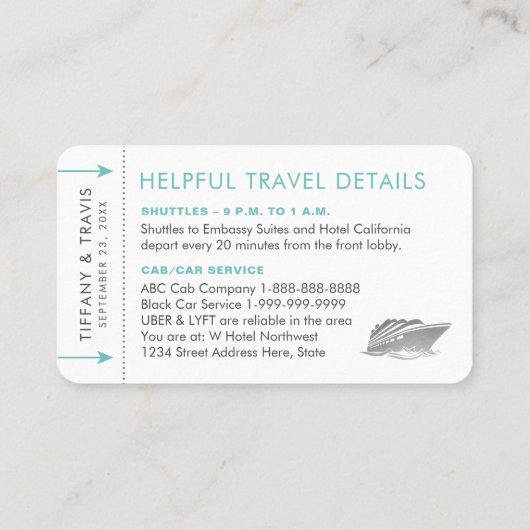 Silver Cruise Boarding Ticket Place Escort Kaart (Achterkant)