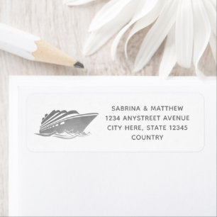 Silver Cruise Ship Modern Return Address Etiket
