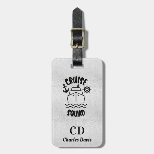Silver cruise squad zee monogram bagagelabel (Voorkant verticaal)