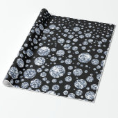 Silver Crystal Metallic Black Cadeaupapier (Uitgerold)