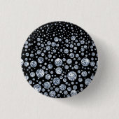 Silver Crystal Metallic Black Ronde Button 3,2 Cm (Voorkant)
