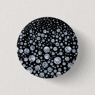 Silver Crystal Metallic Black Ronde Button 3,2 Cm