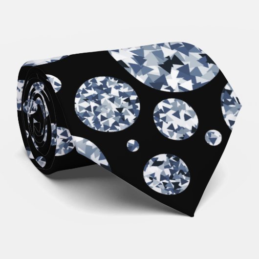 Silver Crystal Metallic Black Stropdas (Opgerold)