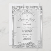 Silver Crystal Quinceanera 15th Winter Carriage Kaart (Achterkant)