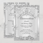 Silver Crystal Quinceanera 15th Winter Carriage Kaart (Voorkant / Achterkant)