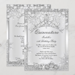 Silver Crystal Quinceanera 15th Winter Carriage Kaart