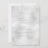 Silver Crystal Ridge Elegant Sparging Wedding Kaart (Voorkant)