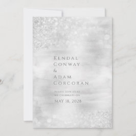 Silver Crystal Ridge Elegant Sparging Wedding Kaart