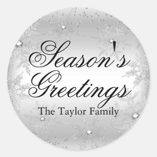 Silver Crystal Sneeuwvlok Kerst sticker (Voorkant)