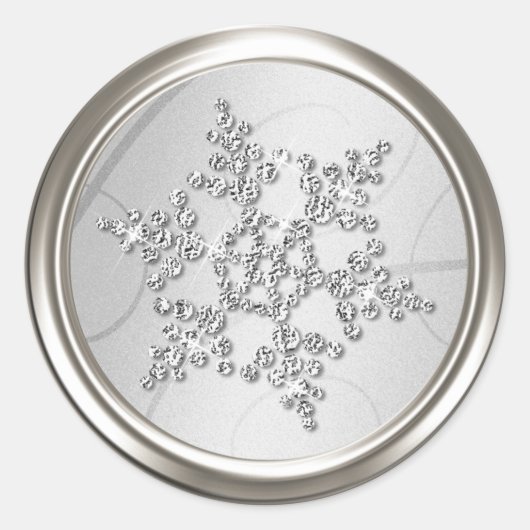 Silver Crystal Snowflake Envelope Seal Ronde Sticker (Voorkant)