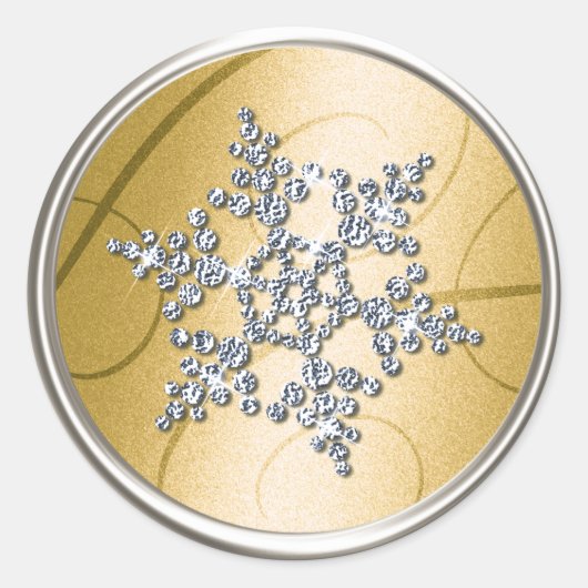 Silver Crystal Snowflake Envelope Seal Ronde Sticker (Voorkant)