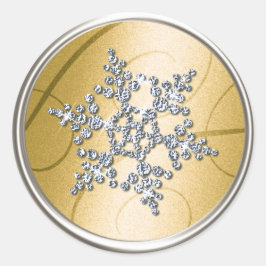 Silver Crystal Snowflake Envelope Seal Ronde Sticker