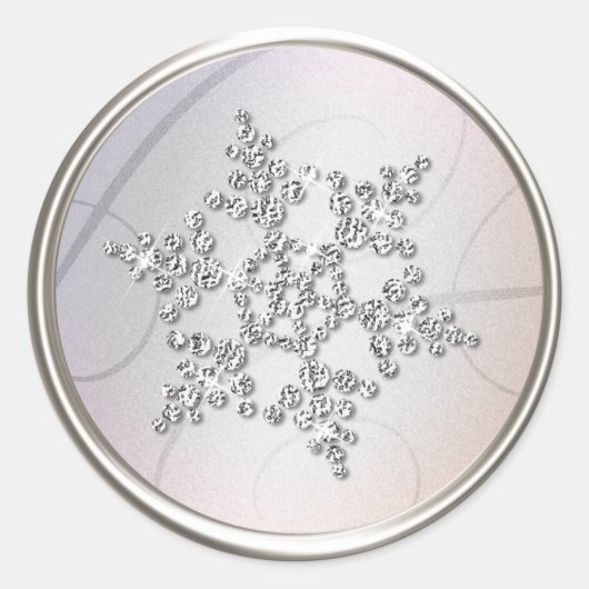 Silver Crystal Snowflake Envelope Seal Ronde Sticker (Voorkant)