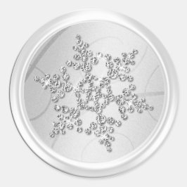 Silver Crystal Snowflake Envelope Seal Ronde Sticker