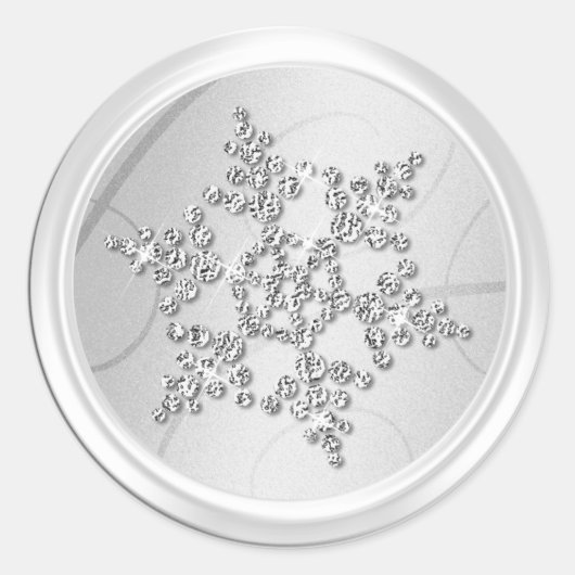 Silver Crystal Snowflake Envelope Seal Ronde Sticker (Voorkant)