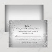 Silver Crystal Snowflake Kerstfeest RSVP Kaartje (Voorkant / Achterkant)