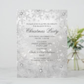 Silver Crystal Snowflake-kerstfeest Uitnodiging (Staand voorkant)