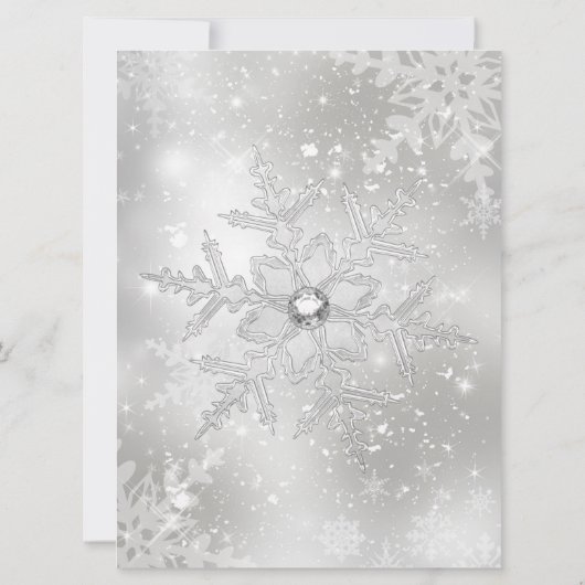 Silver Crystal Snowflake-kerstfeest Uitnodiging (Achterkant)