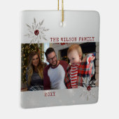 Silver Crystal Snowflake met rode neushoorn Keramisch Ornament (Rechts)