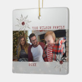 Silver Crystal Snowflake met rode neushoorn Keramisch Ornament (Links)