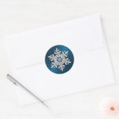 Silver Crystal Snowflake op Blauwgroen Ronde Sticker (Envelop)