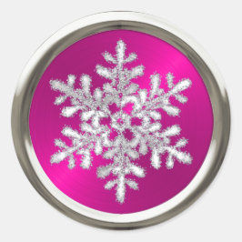 Silver Crystal Snowflake op roze zegel