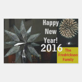 Silver Crystal Star Happy Nieuwjaar Rechthoekige Sticker (Voorkant)