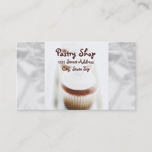 Silver Cupcake Swirl-Visitekaartjes Visitekaartje (Voorkant)