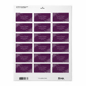 Silver Curls Elegant Plum Paarse bruiloft adres Etiket (Full Sheet)