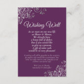 Silver Curls Plum Purple Wedding Wishing Well Poem Informatiekaartje (Voorkant)