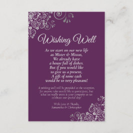 Silver Curls Plum Purple Wedding Wishing Well Poem Informatiekaartje