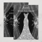 Silver Curtains Dress Womans 50th Birthday Party Kaart (Voorkant / Achterkant)