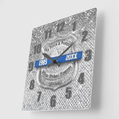 Silver Custom Blue Line Police Officer Retiment Vierkante Klok (Hoek)