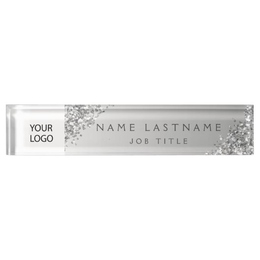 Silver Custom Logo Executive Professional Naambordje (Voorkant)